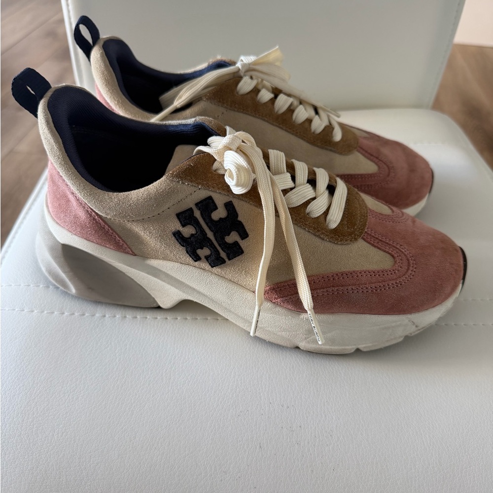 Tory Burch Navy and Tan Sneakers